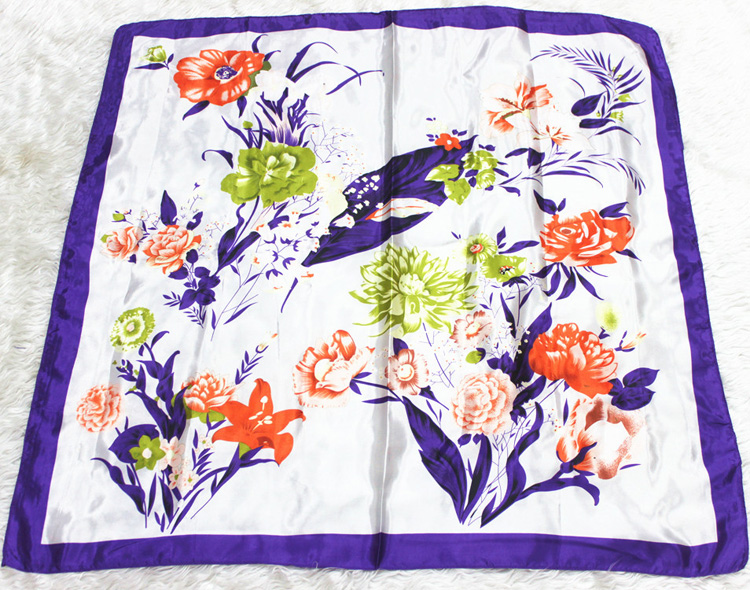 Peony flower silk scarf
