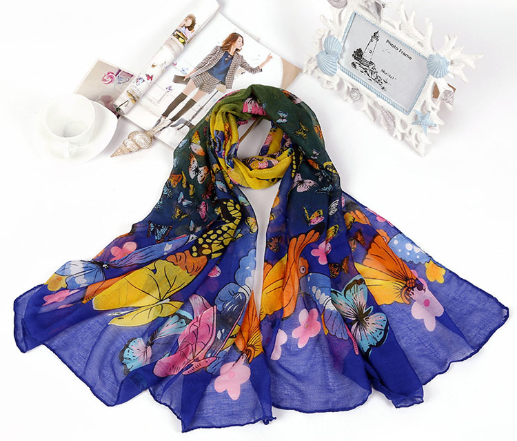 Butterfly silk scarf for women