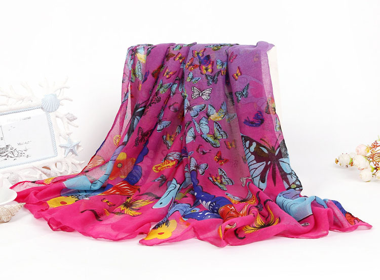 Butterfly silk scarf for women