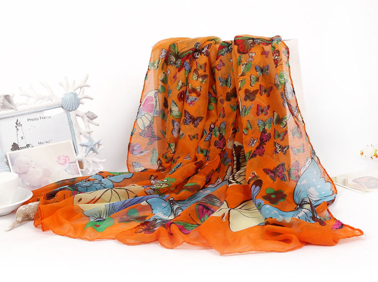 Butterfly silk scarf for women