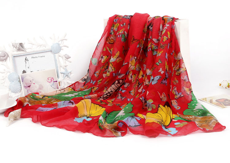 Butterfly silk scarf for women