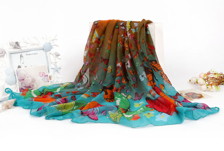 Butterfly silk scarf for women