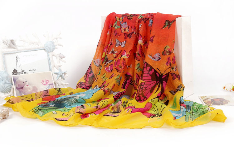 Butterfly silk scarf for women