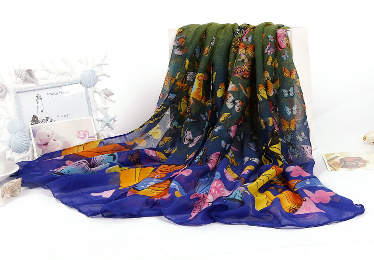 Butterfly silk scarf for women