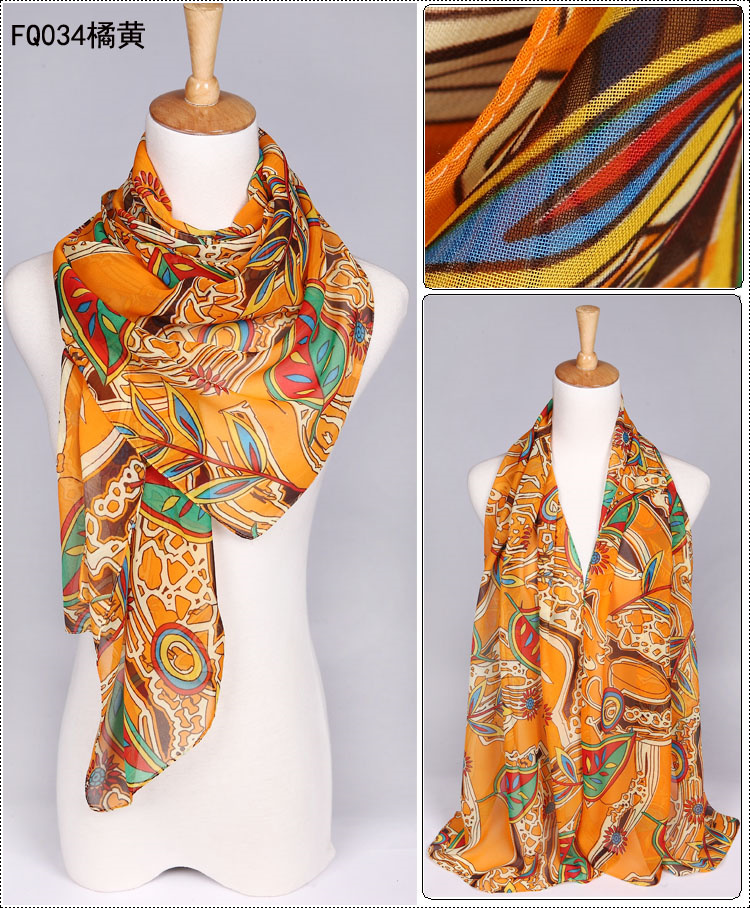 Wholesale silk chiffon scarf long