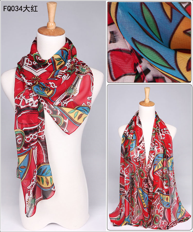 Wholesale silk chiffon scarf long
