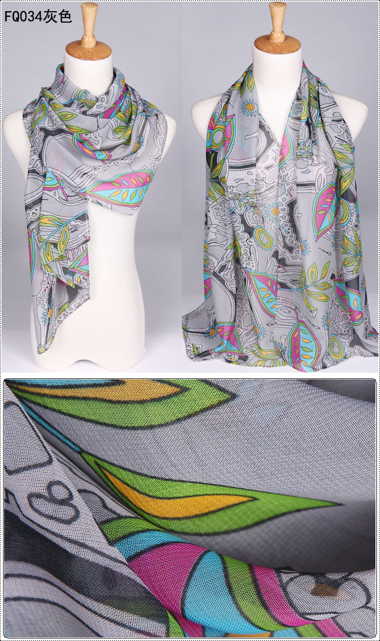 Wholesale silk chiffon scarf long