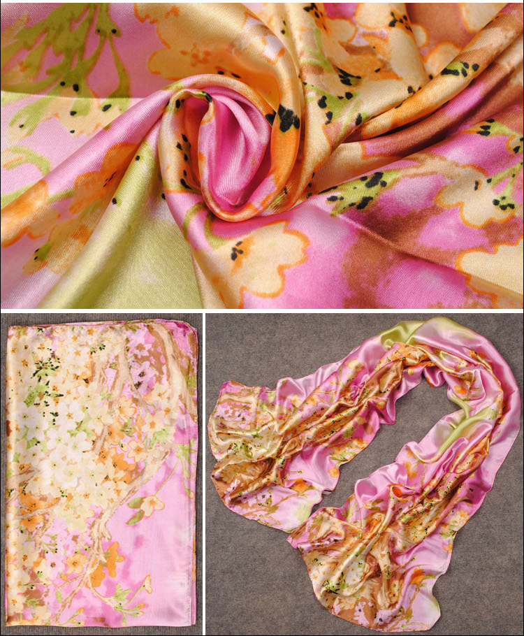 Women floral silk scarves