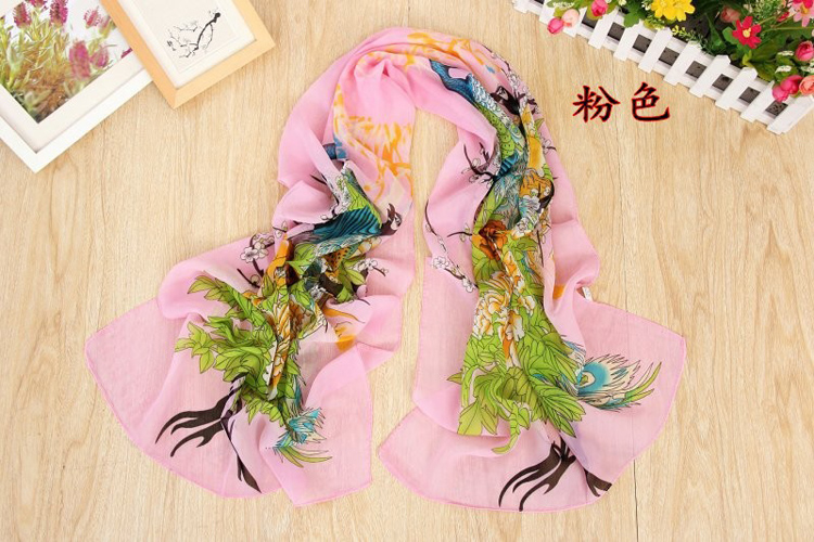Peacock Peony quality printed scarves wholesale