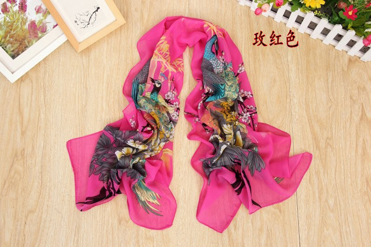Peacock Peony quality printed scarves wholesale