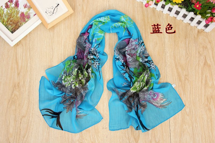 Peacock Peony quality printed scarves wholesale