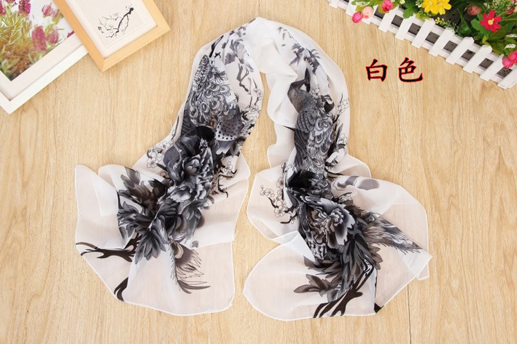 Peacock Peony quality printed scarves wholesale