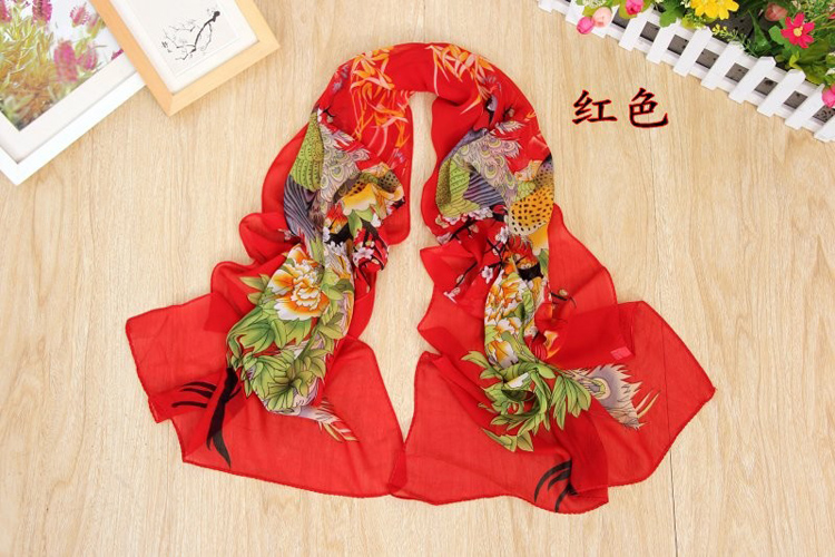 Peacock Peony quality printed scarves wholesale
