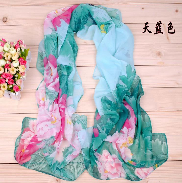 Gorgeous big peony printed scarf shawls wholesale