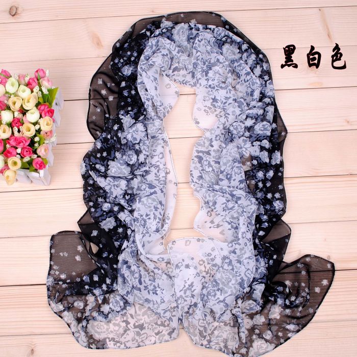 Gradient colored flowers printed scarves wholesale 