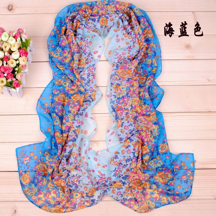 Gradient colored flowers printed scarves wholesale 