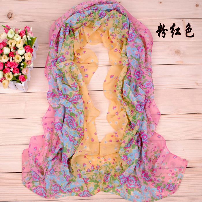 Gradient colored flowers printed scarves wholesale 