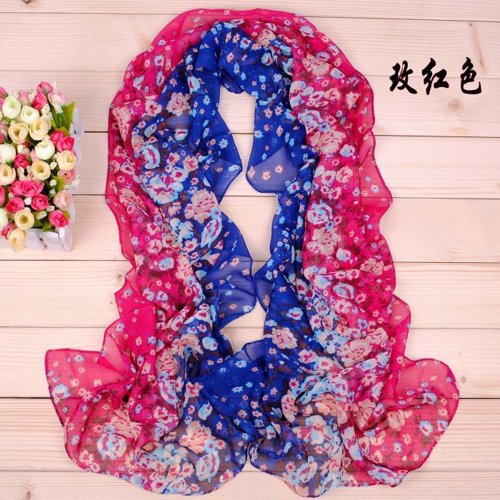Gradient colored flowers printed scarves wholesale 
