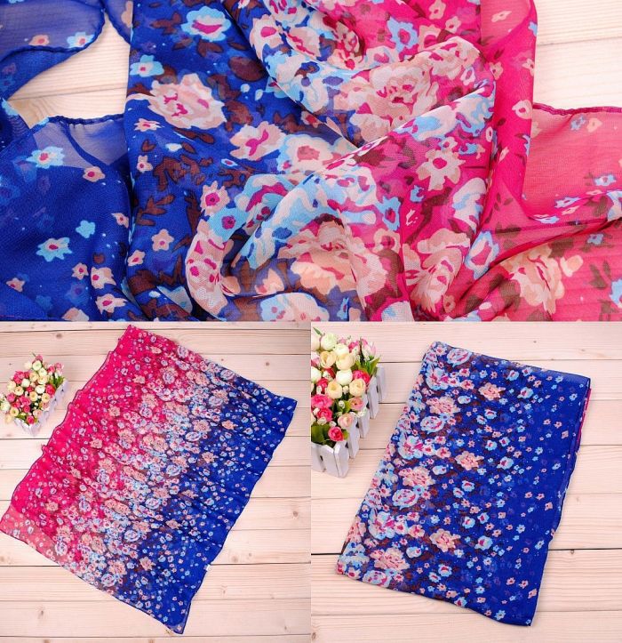 Gradient colored flowers printed scarves wholesale 