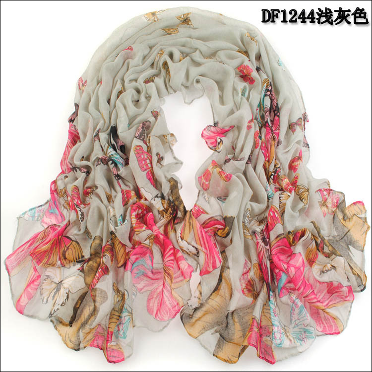 Big butterfly Voile cotton scarves wholesale 