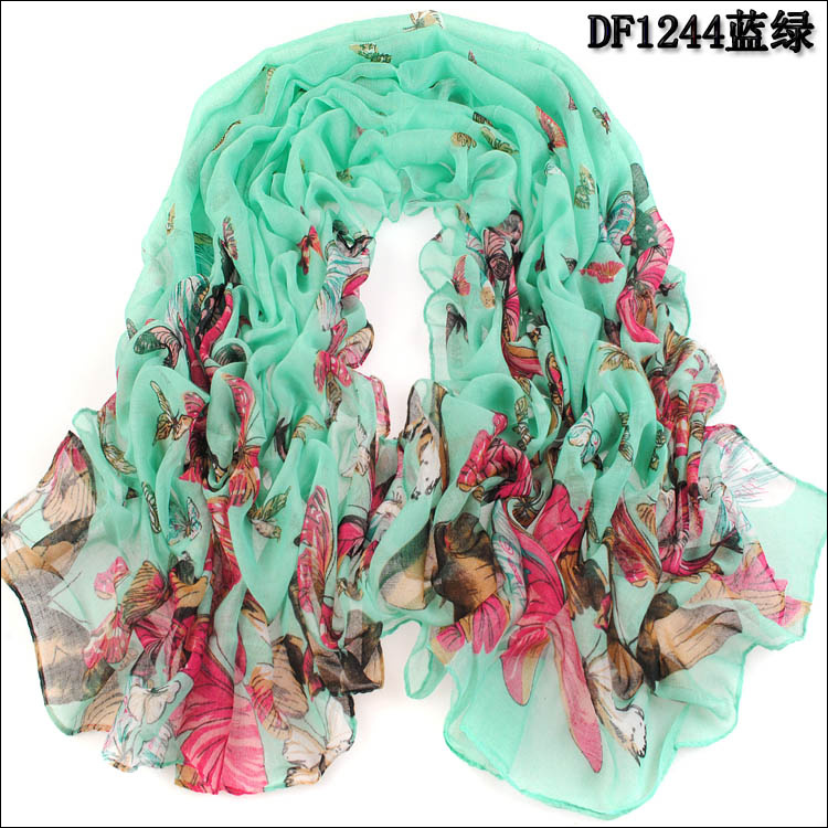 Big butterfly Voile cotton scarves wholesale 