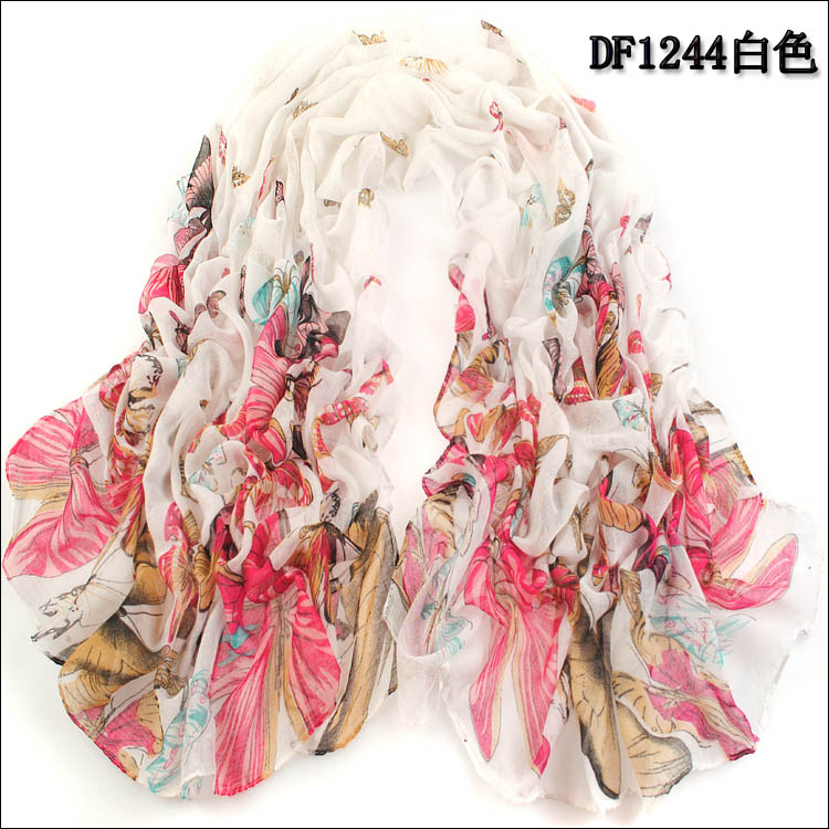 Big butterfly Voile cotton scarves wholesale 