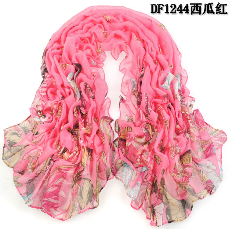 Big butterfly Voile cotton scarves wholesale 