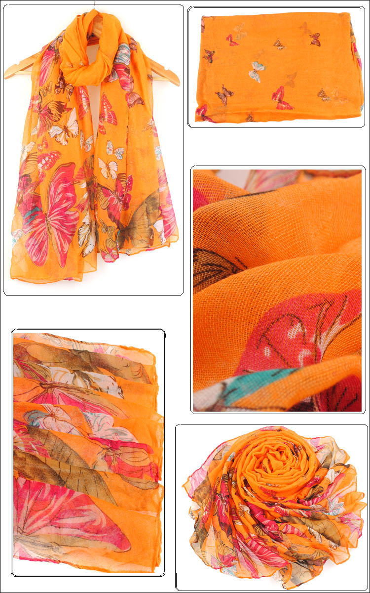 Big butterfly Voile cotton scarves wholesale 
