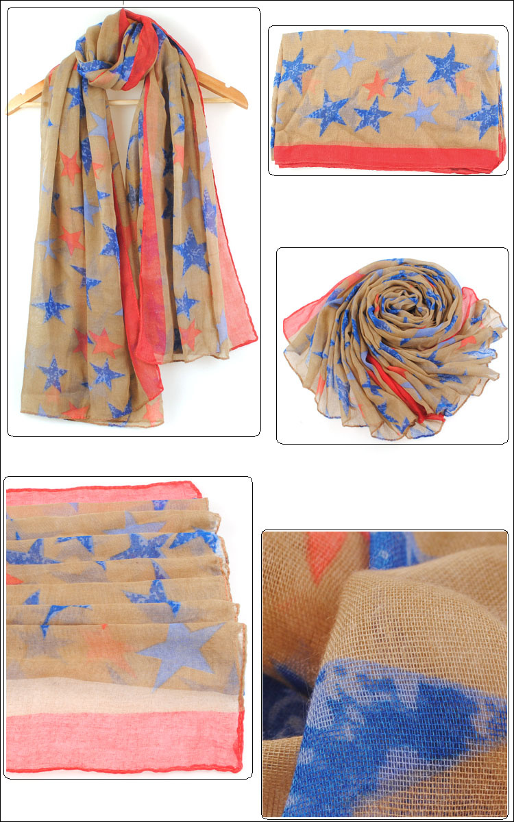 Star Print Scarf wholesale female models 