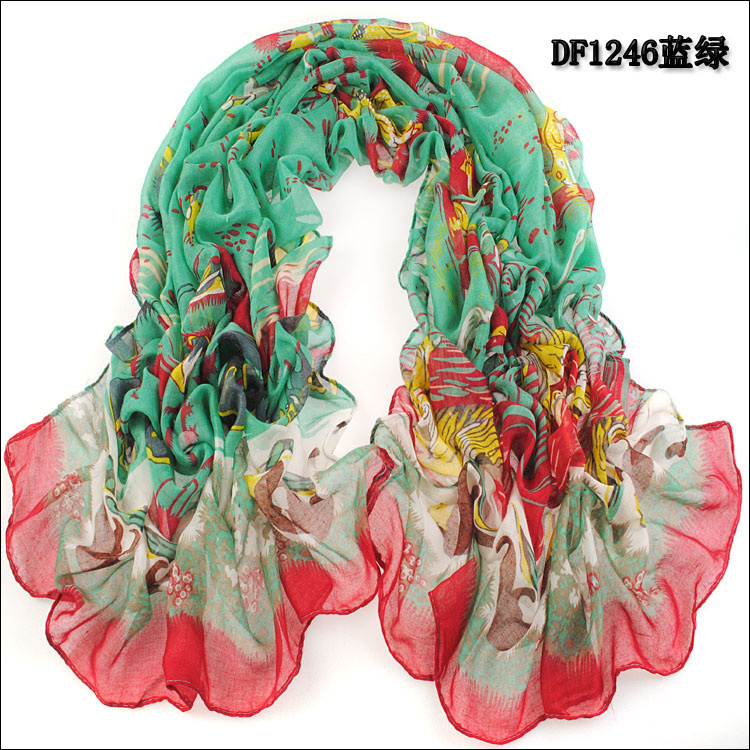 Color gradient printed scarves wholesale