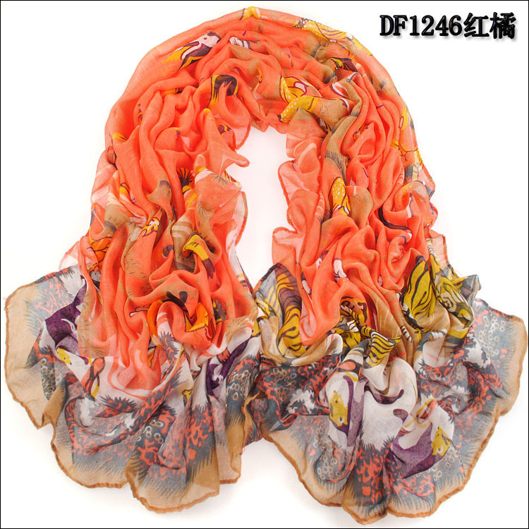 Color gradient printed scarves wholesale