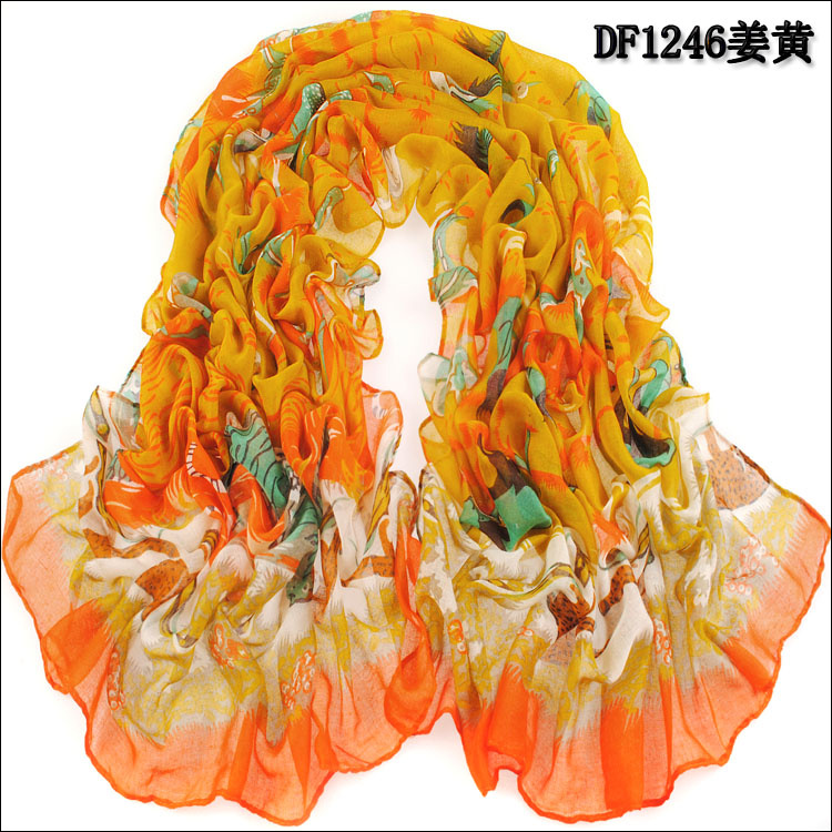 Color gradient printed scarves wholesale