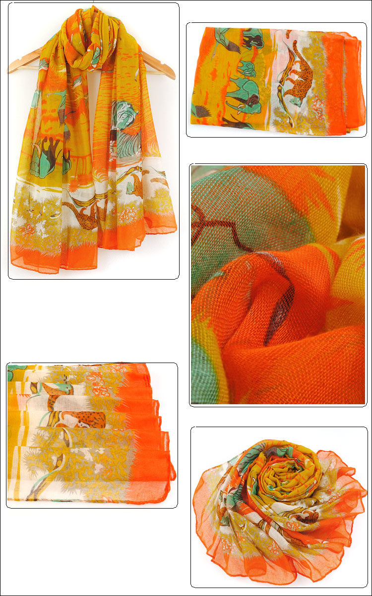 Color gradient printed scarves wholesale