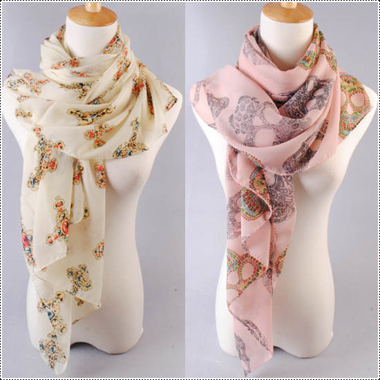 Skull print scarves wholesale female models
