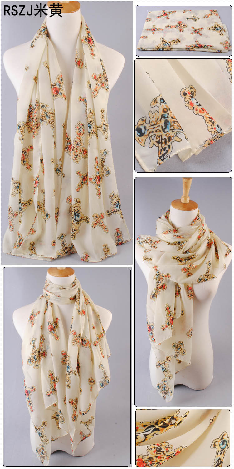 Skull print scarves wholesale female models