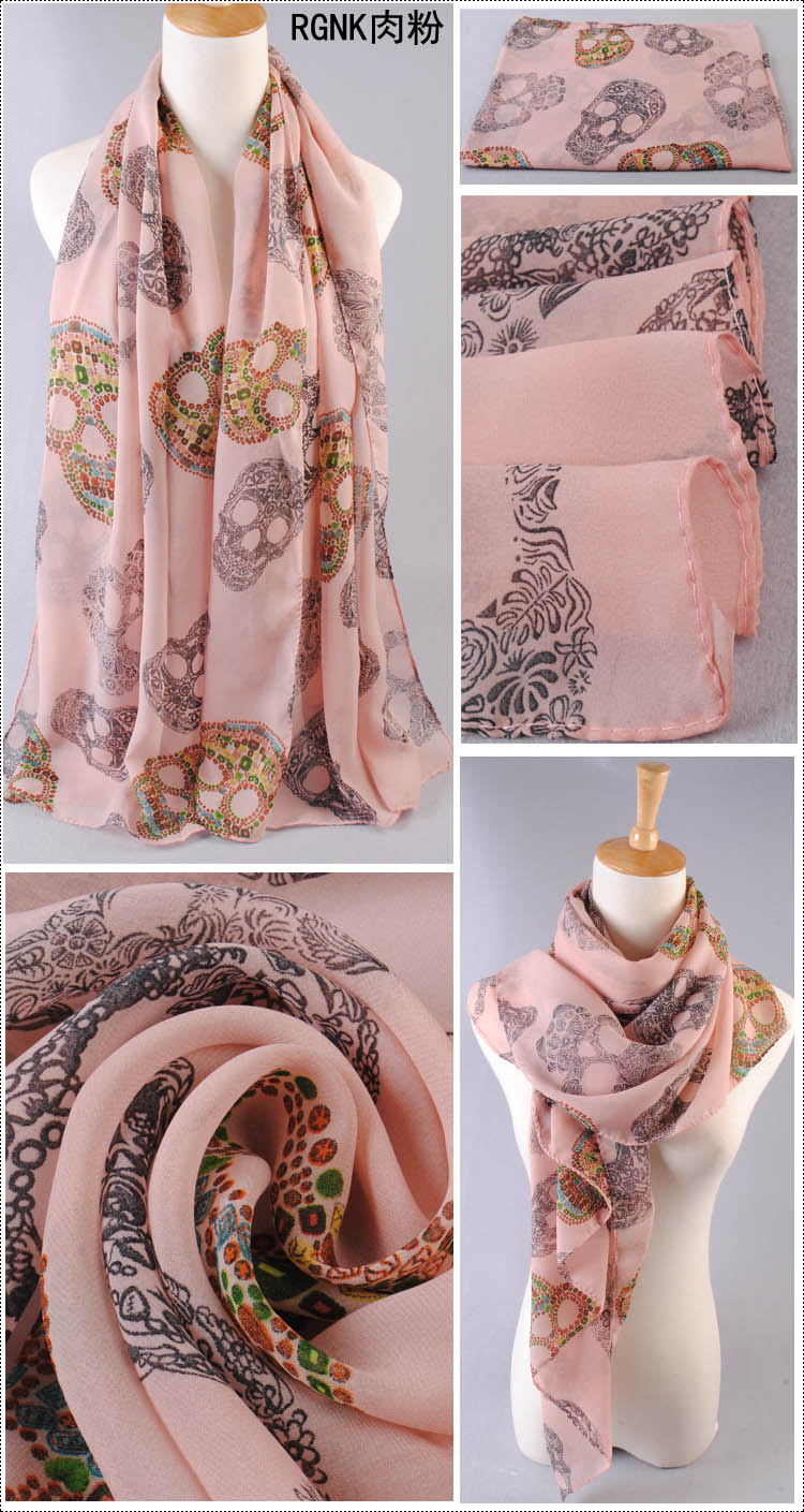 Skull print scarves wholesale female models