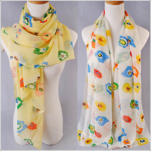 Wholesale three color flower print scarves female models