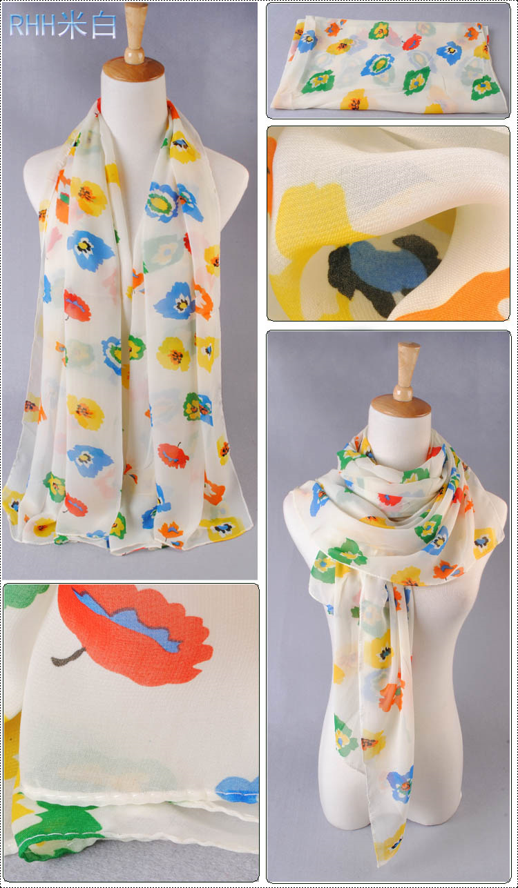 Wholesale three color flower print scarves female models
