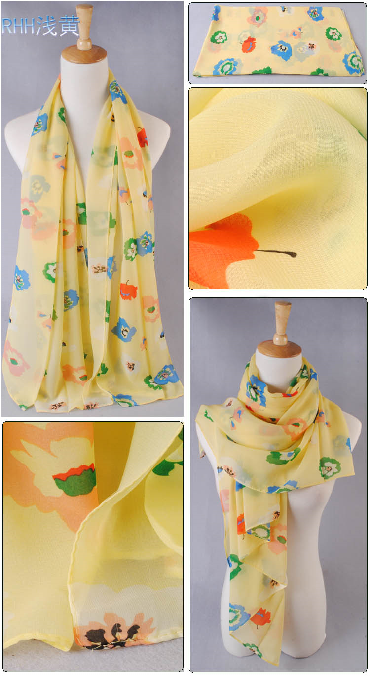 Wholesale three color flower print scarves female models