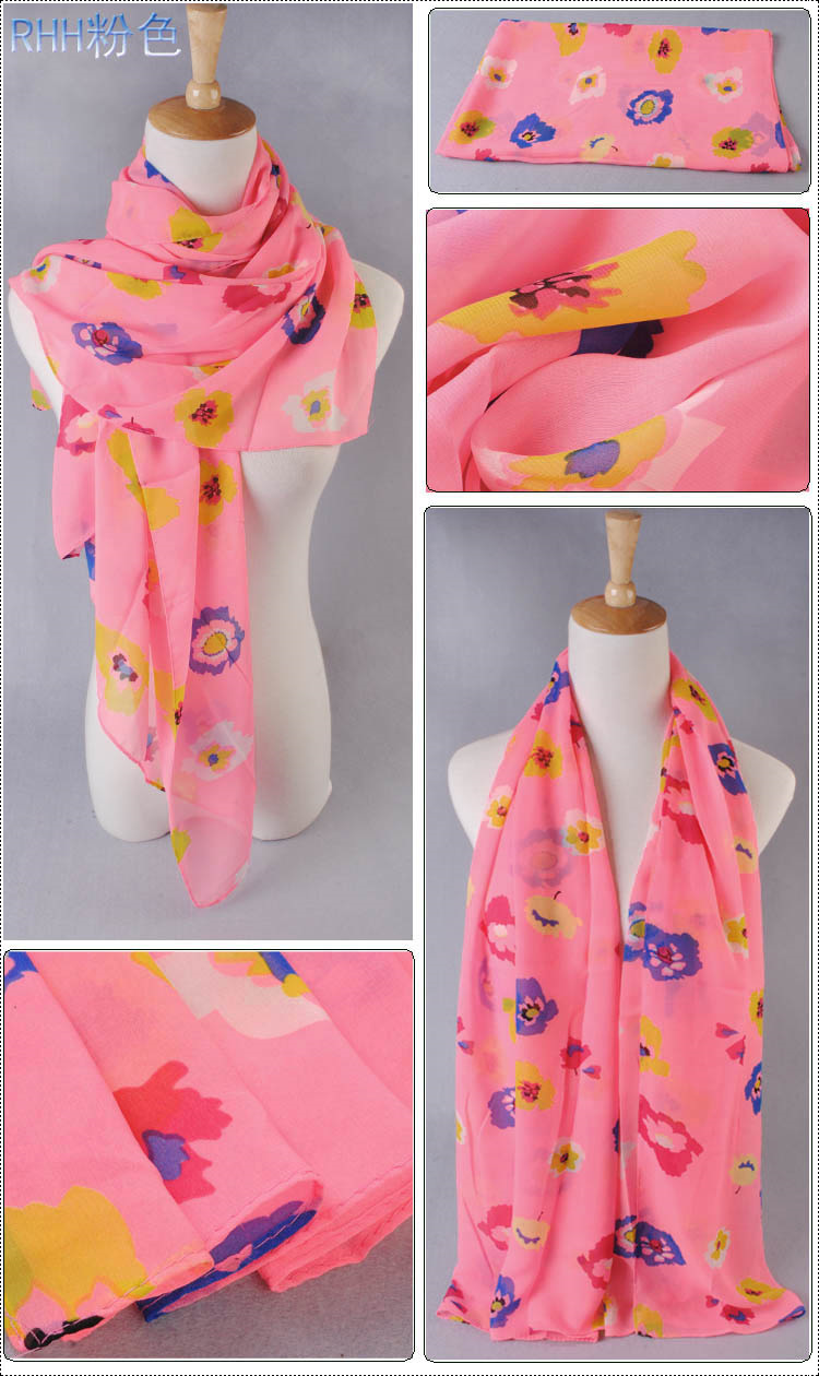 Wholesale three color flower print scarves female models