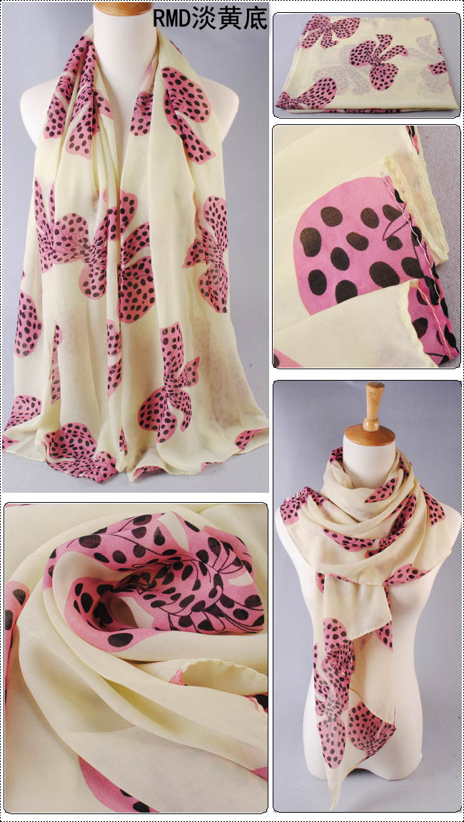 Bow Print scarves wholesale female models 