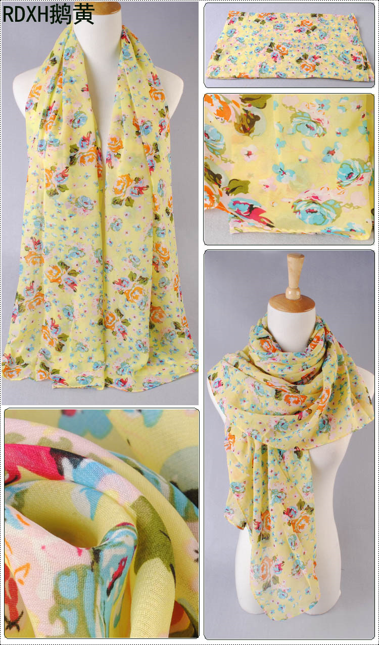 Rose printed scarves wholesale female models
