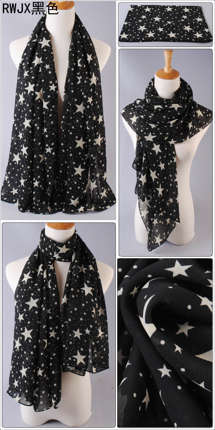 Star glitter velvet chiffon scarves wholesale 