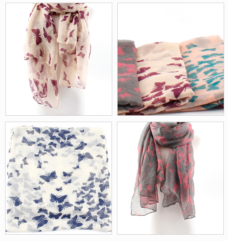 Ms. scarves wholesale printing monochrome butterfly