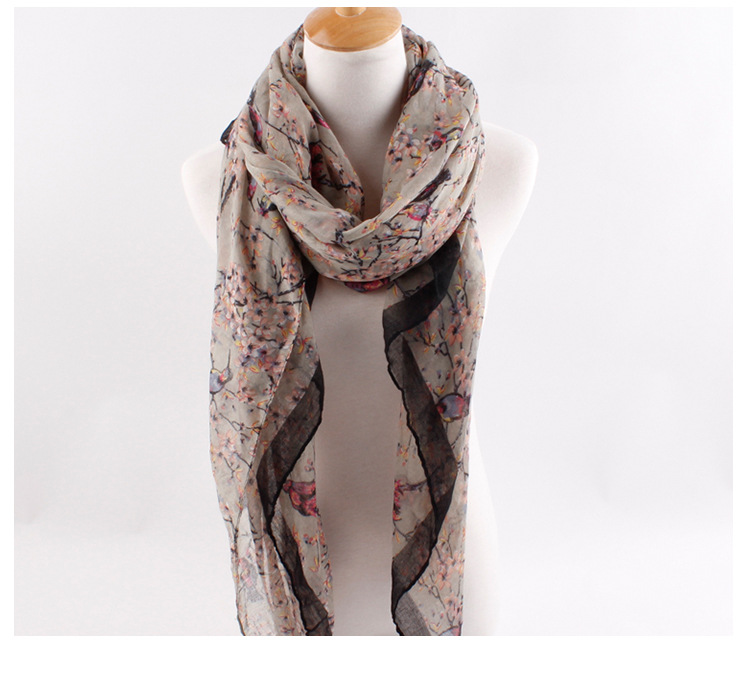 Branch birds warm scarf pattern printing wholesale 