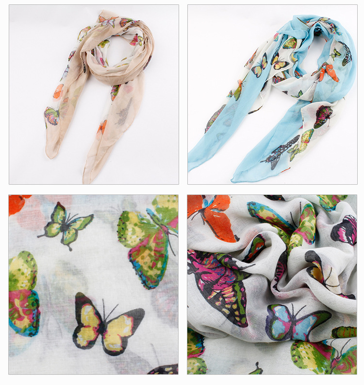 Wholesale Camouflage multicolored butterfly lady scarf 