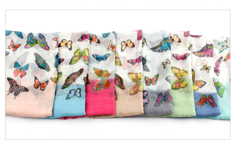 Wholesale Camouflage multicolored butterfly lady scarf 