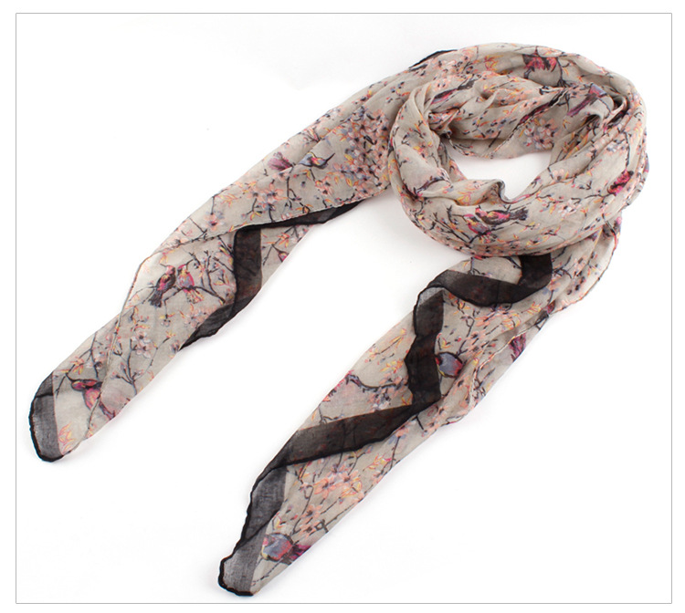 Branch birds warm scarf pattern printing wholesale 