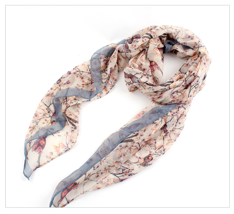 Branch birds warm scarf pattern printing wholesale 