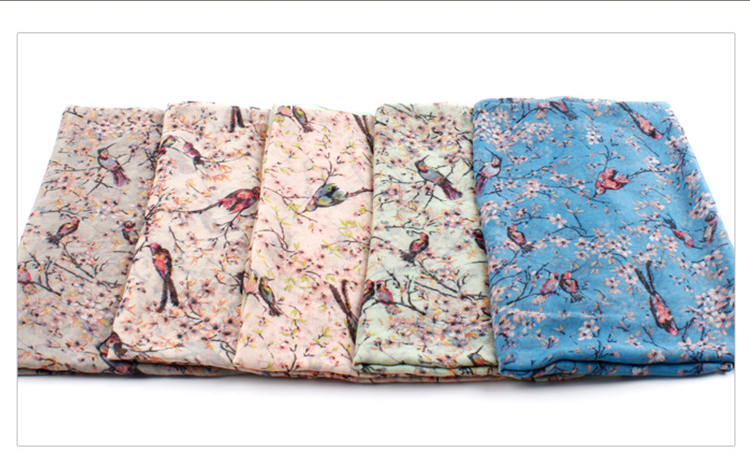 Branch birds warm scarf pattern printing wholesale 